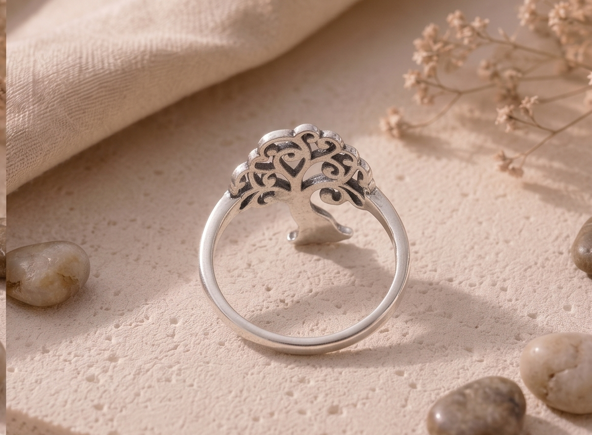 Serene Willow Tree of Life 925 Sterling Silver Ring - Image 3