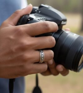 Geometric band ring in 925 silver