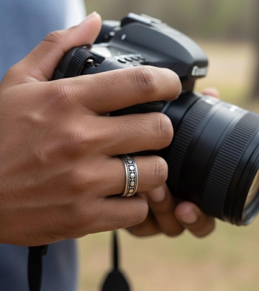 Geometric band ring in 925 silver