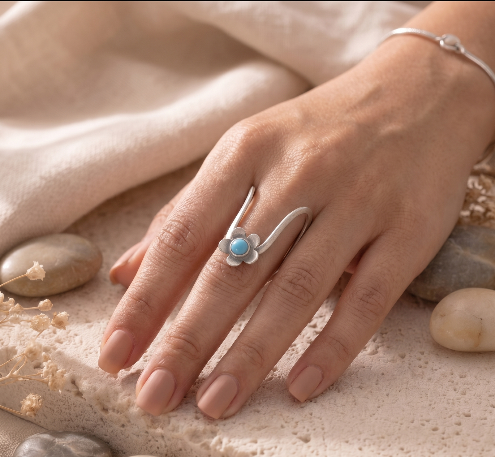 Whimsical Bloom Open-Twist 925 Sterling Silver Ring - Image 4