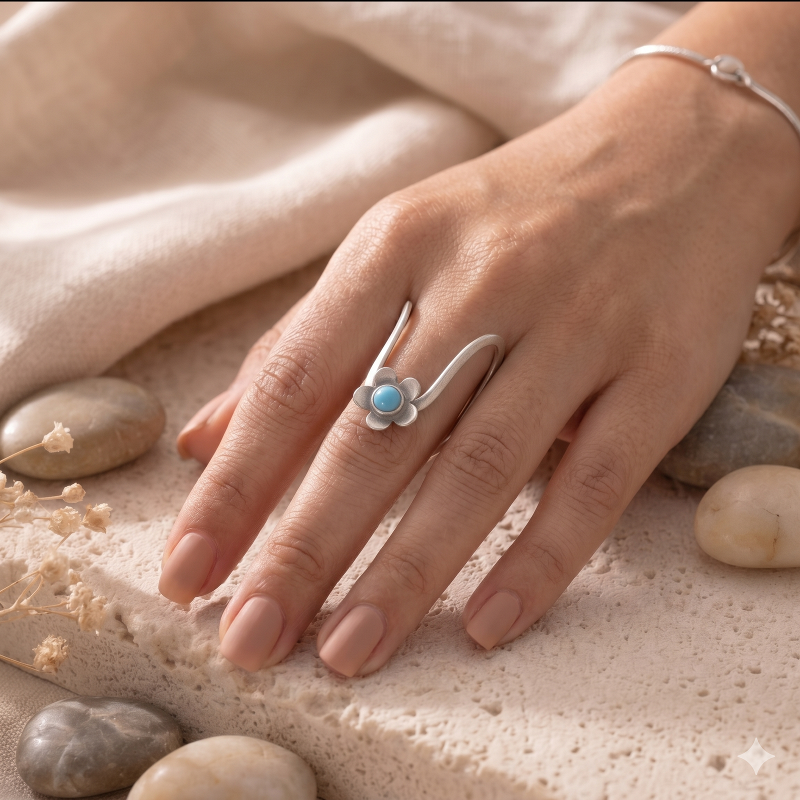 Whimsical Bloom Open-Twist 925 Sterling Silver Ring - Image 4