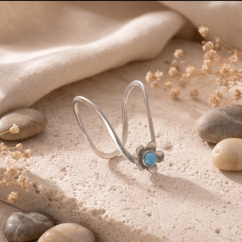 Whimsical Bloom Open-Twist 925 Sterling Silver Ring