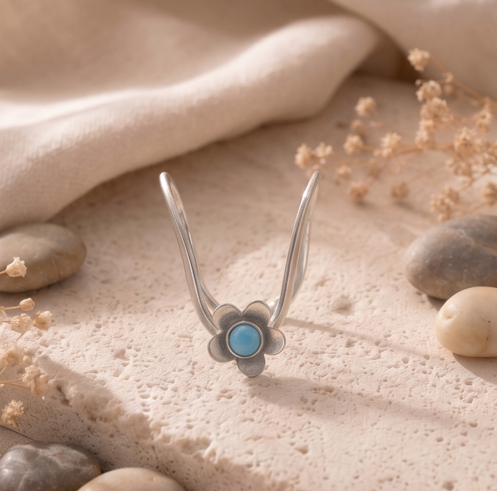 Whimsical Bloom Open-Twist 925 Sterling Silver Ring - Image 2