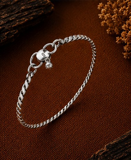Twisted Rope Double-Strand 925 Sterling Silver Anklet - Image 2