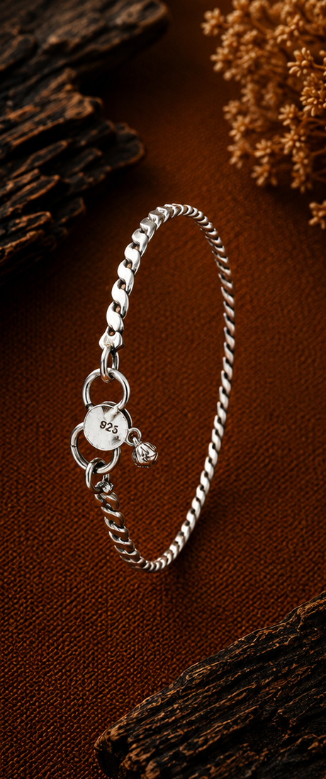 Twisted Rope Double-Strand 925 Sterling Silver Anklet - Image 3