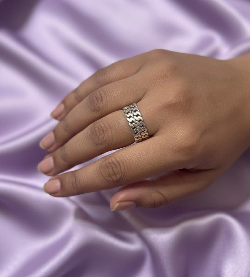 Braided silver ring