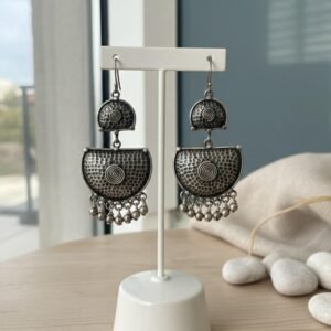Tribal spiral crescent dangles in 925 silver
