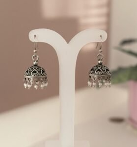 Ethnic jhumka with wire work in sterling silver