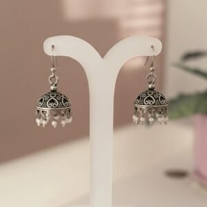 Ethnic jhumka with wire work in sterling silver