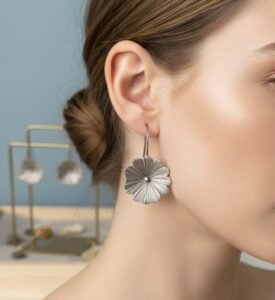 Silver Flora Drop Earrings