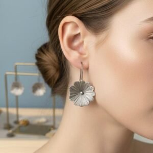 Silver Flora Drop Earrings