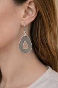Textured Teardrop Silver Dangle Earrings
