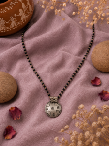 Minimalist Silver Charm Mangalsutra Necklace