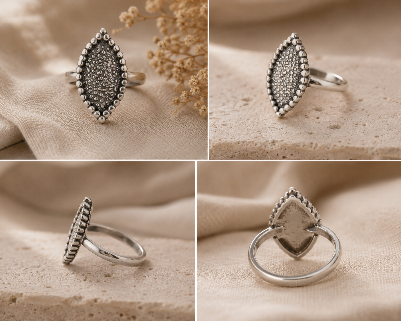 Celestial Texture Marquise 925 Silver Ring - Image 3