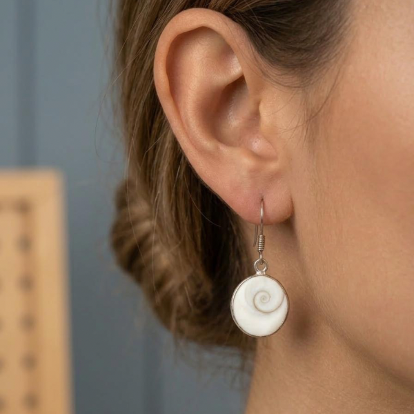 Shiva Eye Shell Pendant Necklace & Drop Earrings Set - Image 2