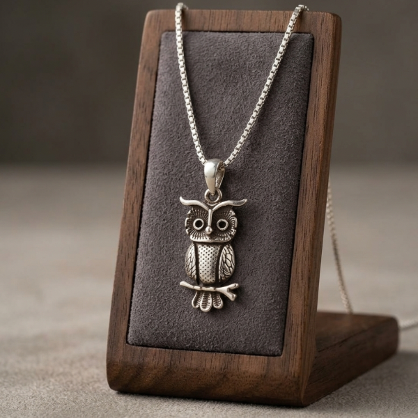 Silver Owl Pendant Necklace