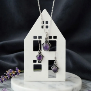 Amethyst Stone Silver Jewelry Set