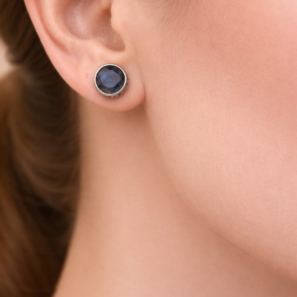 Midnight Sapphire Silver Studs - Image 2