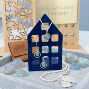 Aquamarine Gemstone Pendant & Drop Earrings Set