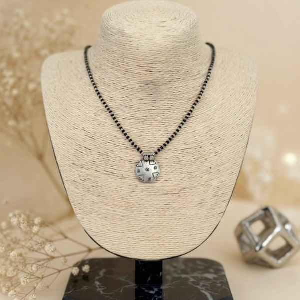 Minimalist Silver Charm Mangalsutra Necklace