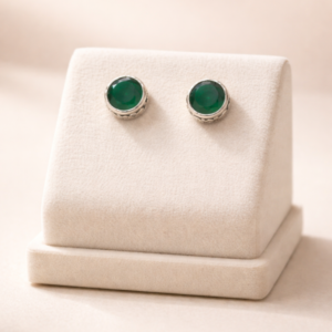 Emerald Glow Silver Studs