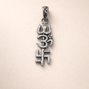 Trinity Om Trishul Silver Pendant