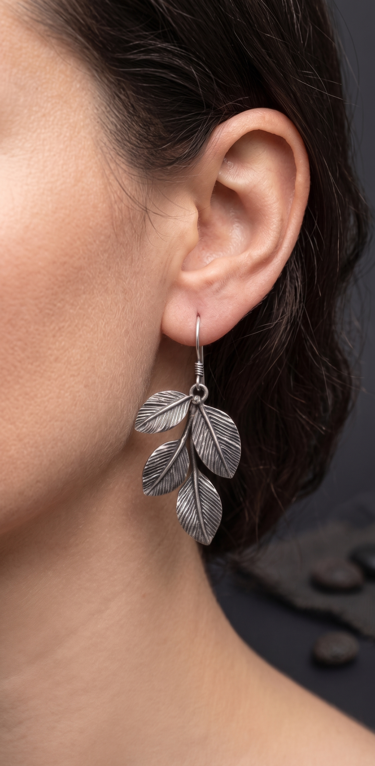 Ethereal Oxidised Leaf Drop 925Sterling Silver Earrings - Image 6