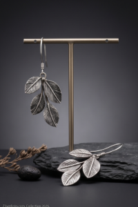 Ethereal Oxidised Leaf Drop 925Sterling Silver Earrings