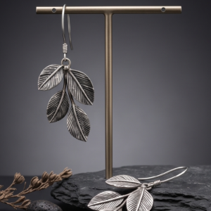 Ethereal Oxidised Leaf Drop 925Sterling Silver Earrings