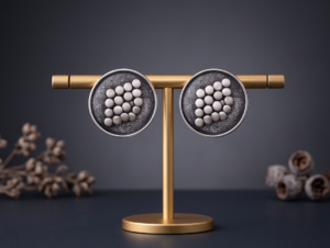 Geometric Dot-Grid Textured Stud Earrings