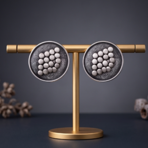 Geometric Dot-Grid Textured Stud Earrings