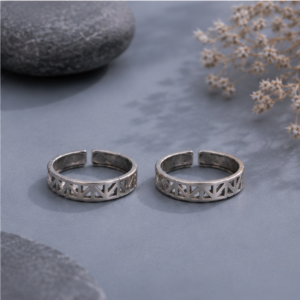 Geometric Lattice 925 Sterling Silver Toe Ring Set