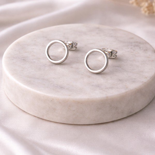 Minimalist Halo Sterling Silver Studs - Image 2