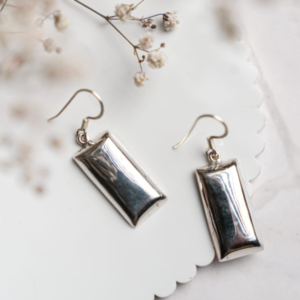 Minimalist Silver Rectangular Drop Earrings
