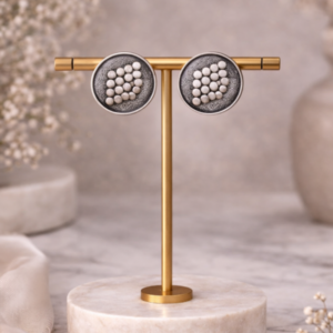 Oxidised Silver Textured Dot Cluster Stud Earrings