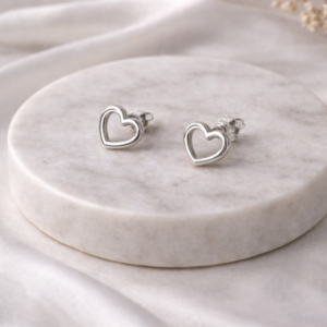 Minimalist Silver Heart Stud Earrings