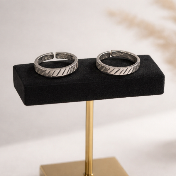 Textured Stripe Sterling Silver Toe Rings