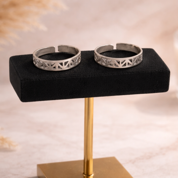 Geometric Cutwork Sterling Silver Toe Rings