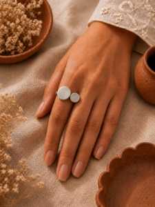 Dual Disc Open Ring in 925 Sterling Silver