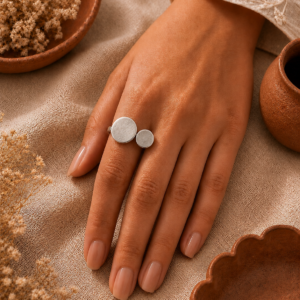 Dual Disc Open Ring in 925 Sterling Silver