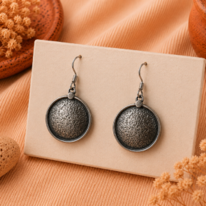 Rustic Hammered Disc Drop Earrings – 925 Sterling Silver