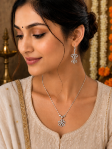 Bloom Grace Pendant & Earrings Set – 925 Sterling Silver