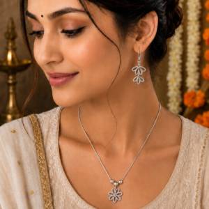 Bloom Grace Pendant & Earrings Set – 925 Sterling Silver