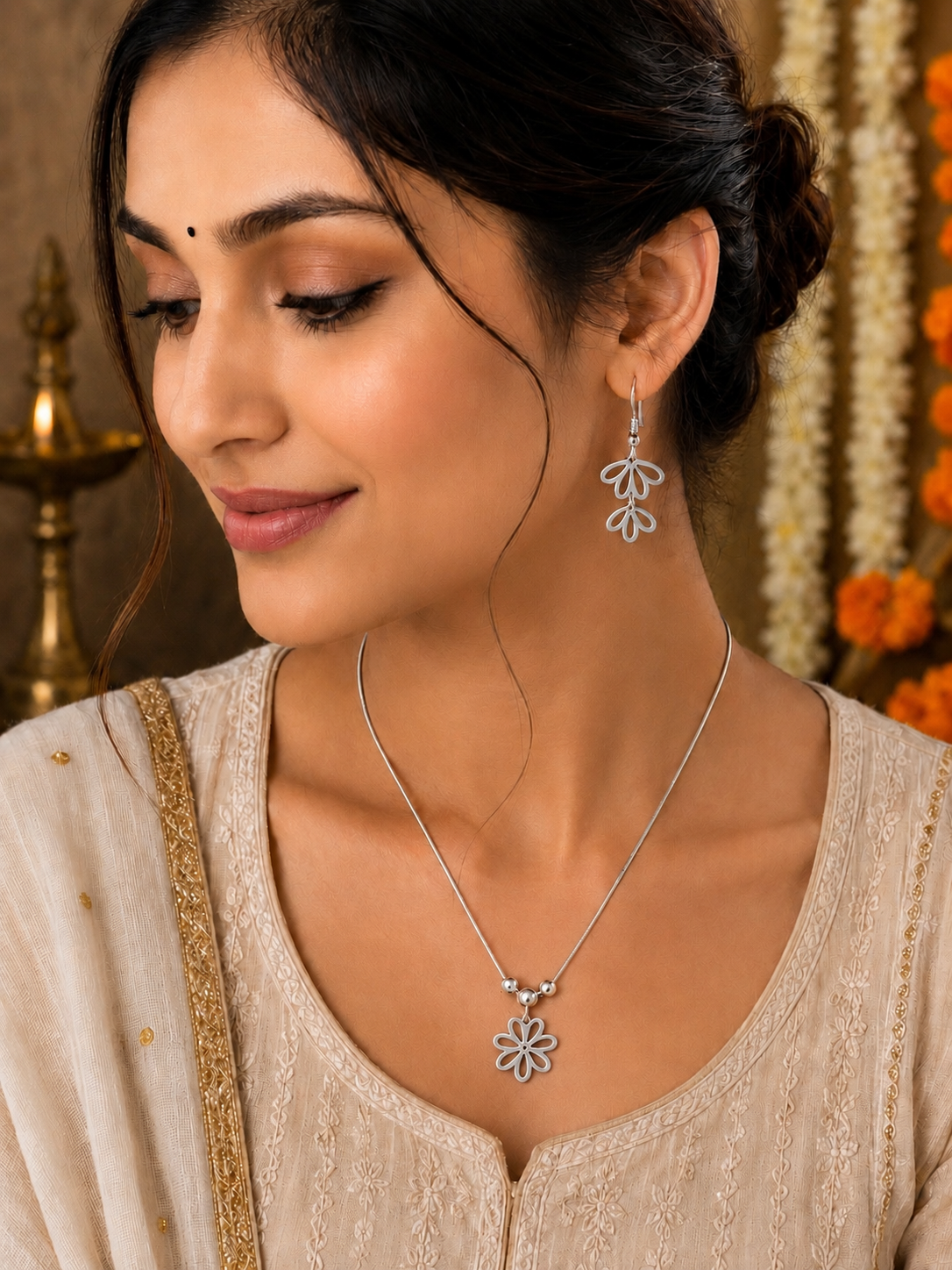 Bloom Grace Pendant & Earrings Set – 925 Sterling Silver