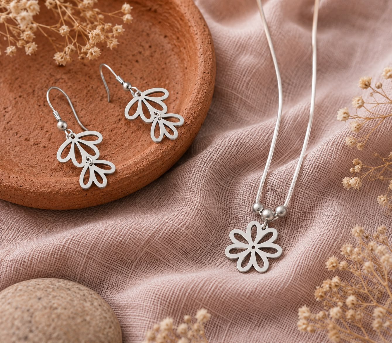 Bloom Grace Pendant & Earrings Set – 925 Sterling Silver - Image 2
