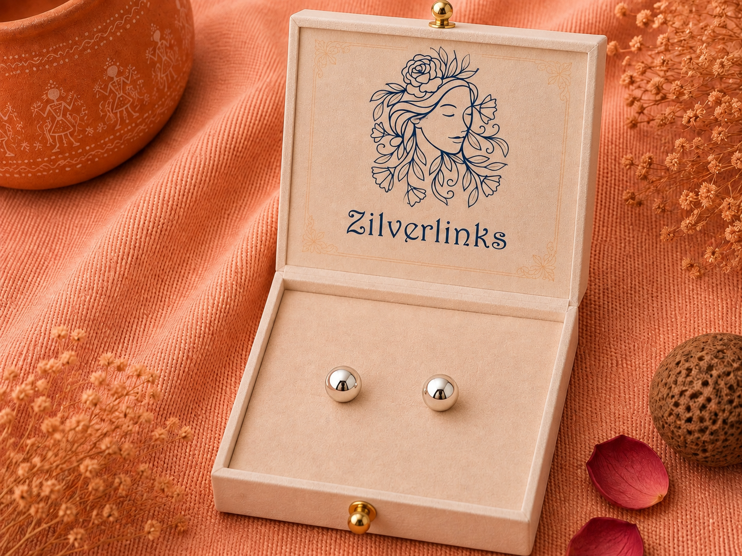 Daily wear minimalist ball stud in 925 silver
