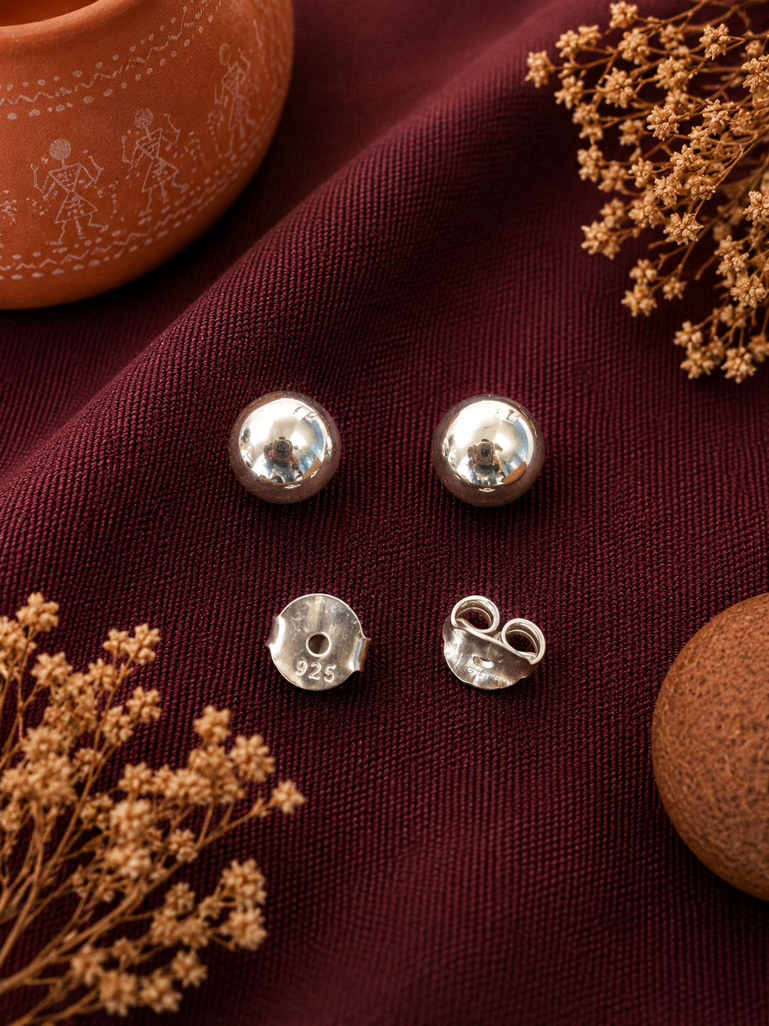Daily wear minimalist ball stud in 925 silver - Image 2