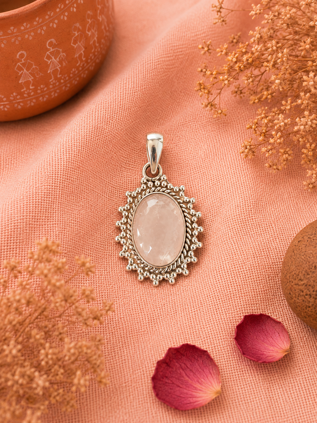 Rose Quartz 925 silver Pendant - Image 2