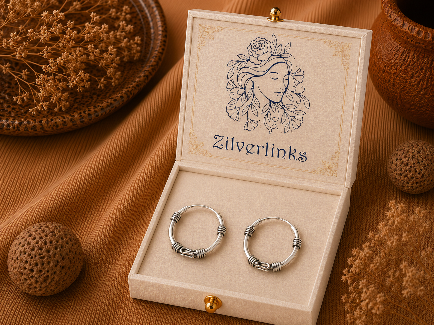 Bali Twine Hoops in 925 silver